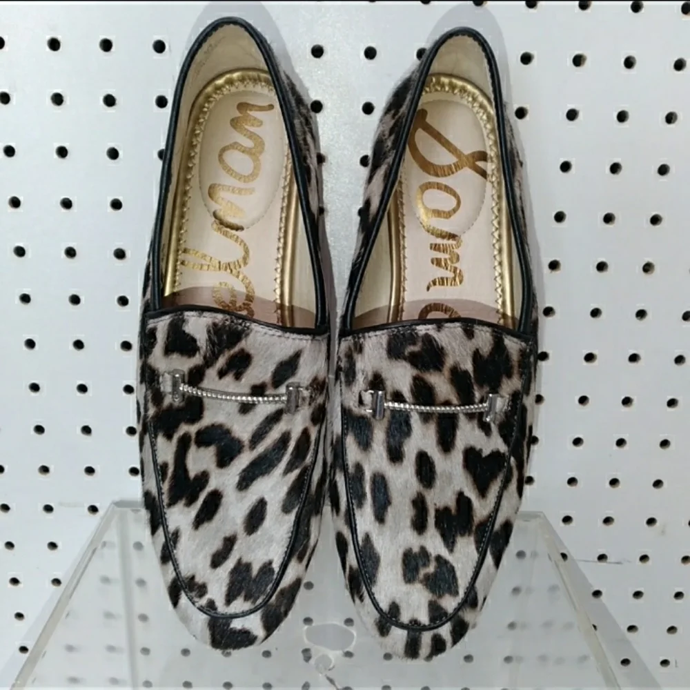 Sam Belderman| Leaperd Calf Hair Shoes| Women Flat Cushioned Horsebit Signature